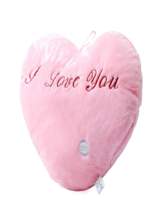 NYRWANA Lovely Heart Shape LED Plush Pillow Colourful Light Cushion Valentine Birthday Gift (Pink) - Image 1